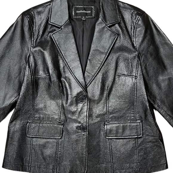 John Paul Richard Black Vegan Leather Jacket Blazer - Picture 3 of 6